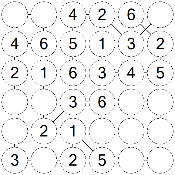 Chain Sudoku 6x6 - Easy