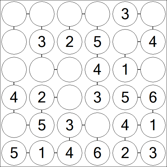 Chain Sudoku 6x6 - Fácil