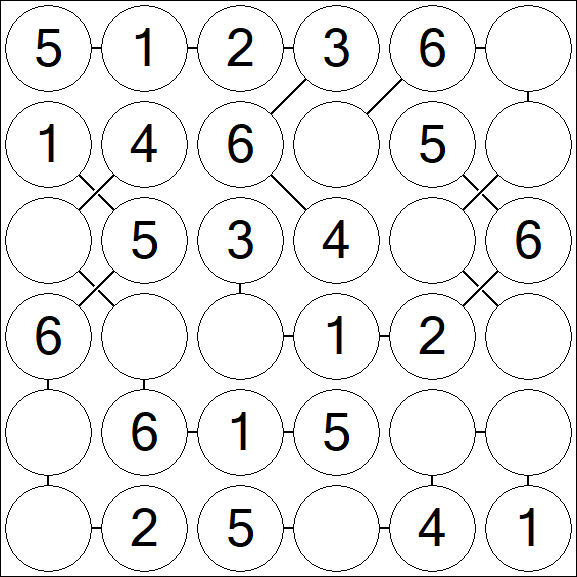Chain Sudoku 6x6 - Fácil