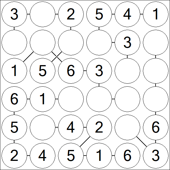 Chain Sudoku 6x6 - Fácil