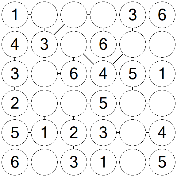 Chain Sudoku 6x6 - Fácil