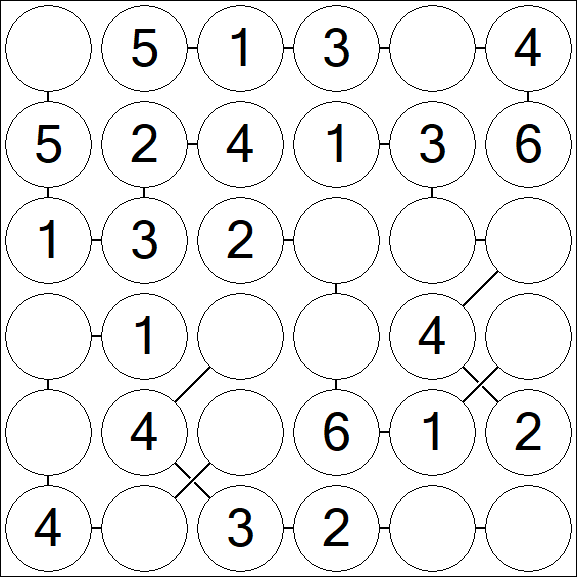 Chain Sudoku 6x6 - Einfach
