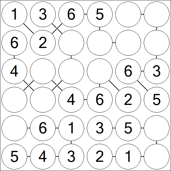 Chain Sudoku 6x6 - Easy