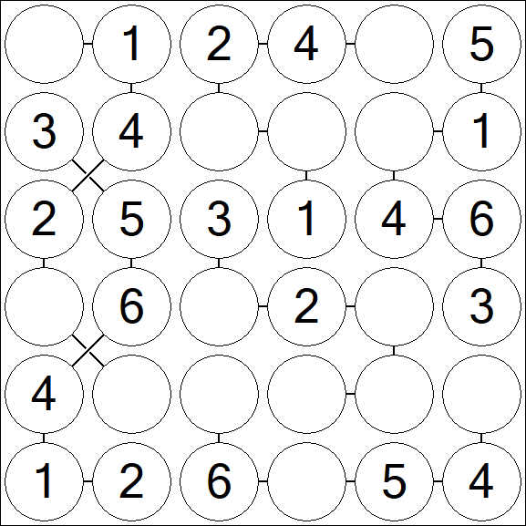 Chain Sudoku 6x6 - Fácil