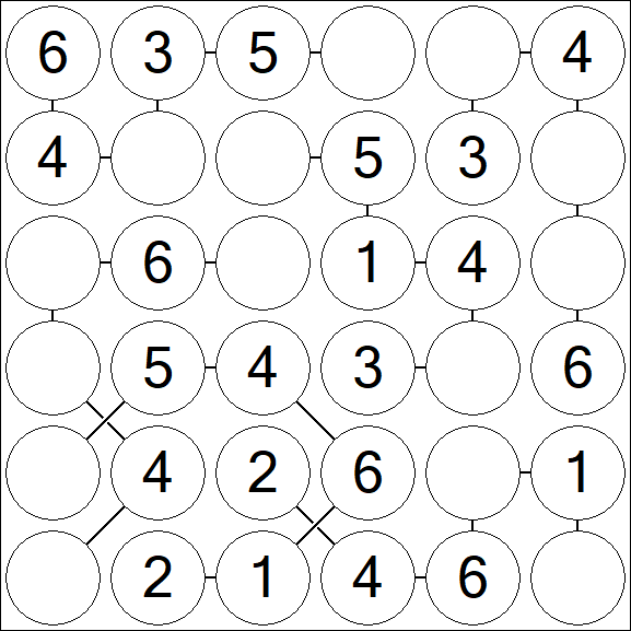 Chain Sudoku 6x6 - Einfach