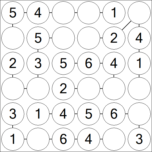 Chain Sudoku 6x6 - Easy