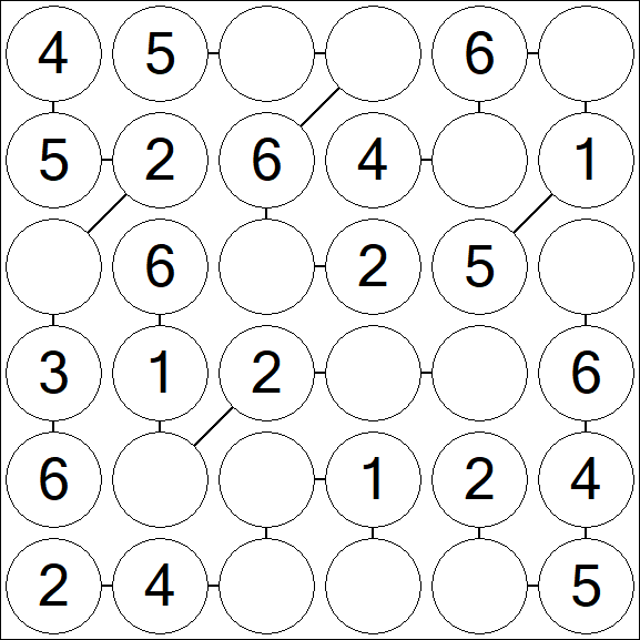 Chain Sudoku 6x6 - Easy