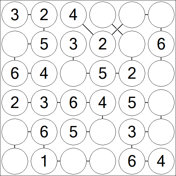 Chain Sudoku 6x6 - Easy