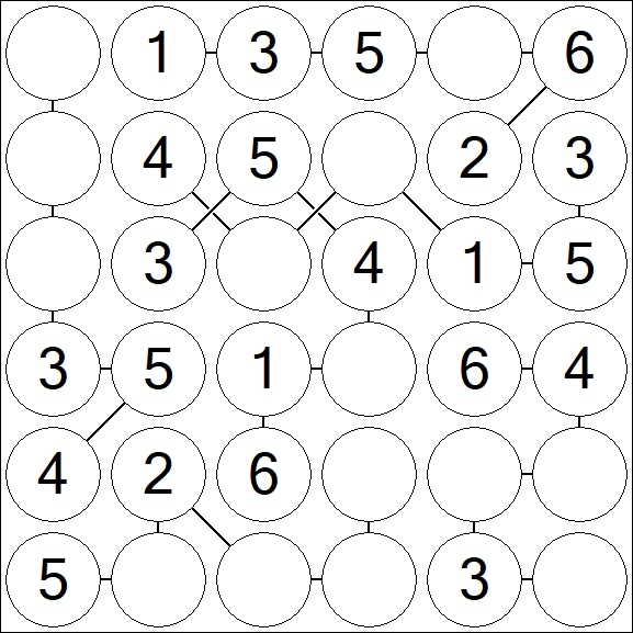 Chain Sudoku 6x6 - Fácil
