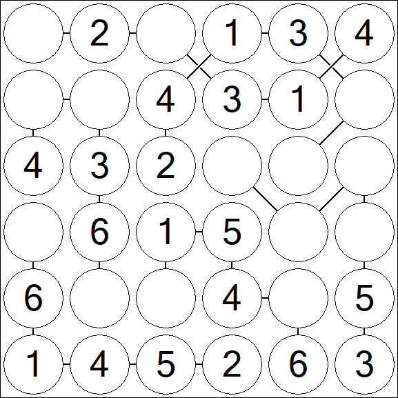 Chain Sudoku 6x6 - Einfach