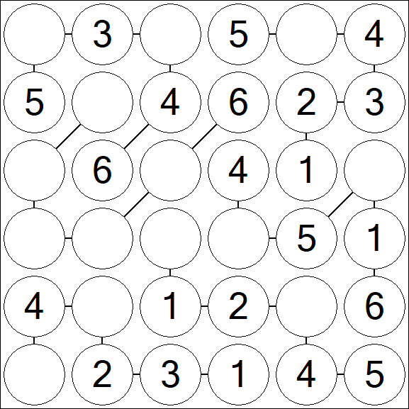 Chain Sudoku 6x6 - Easy