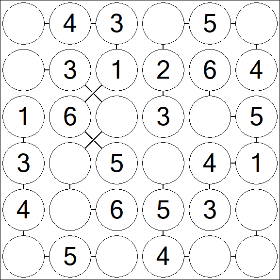 Chain Sudoku 6x6 - Easy