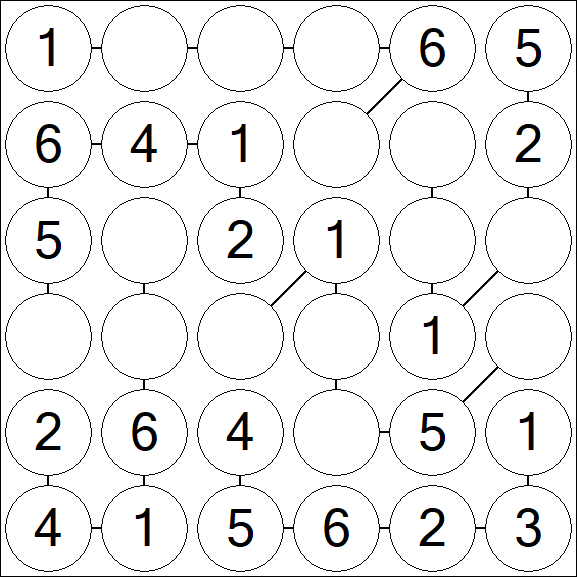 Chain Sudoku 6x6 - Fácil