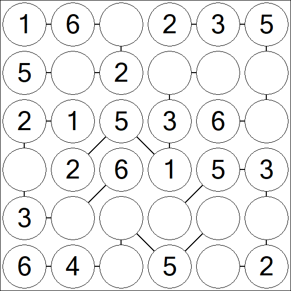 Chain Sudoku 6x6 - Fácil