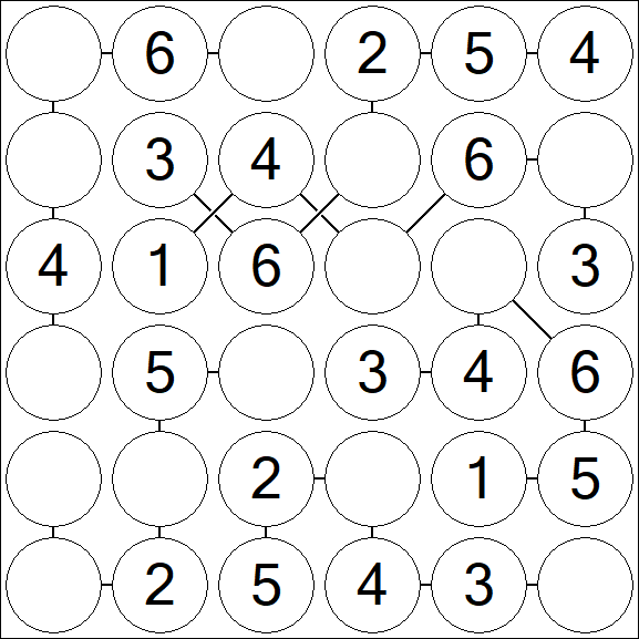 Chain Sudoku 6x6 - Easy