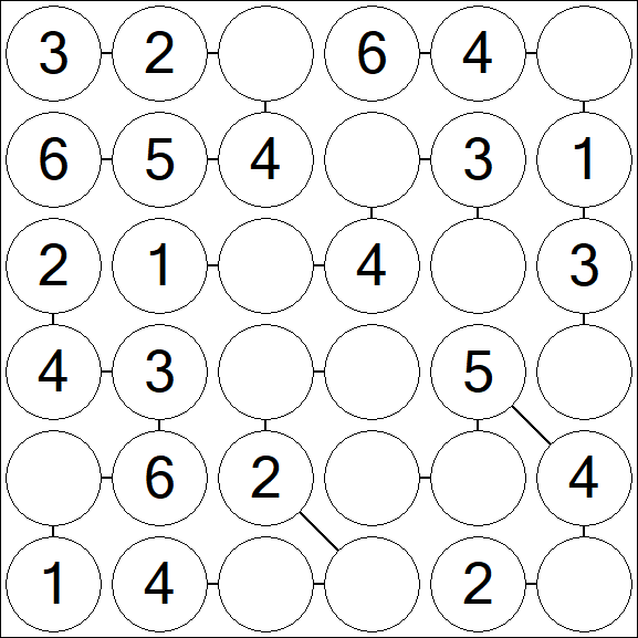 Chain Sudoku 6x6 - Easy