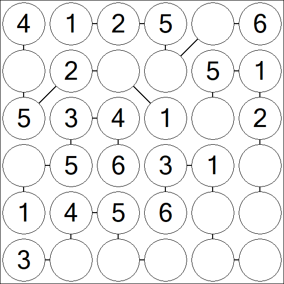 Chain Sudoku 6x6 - Easy