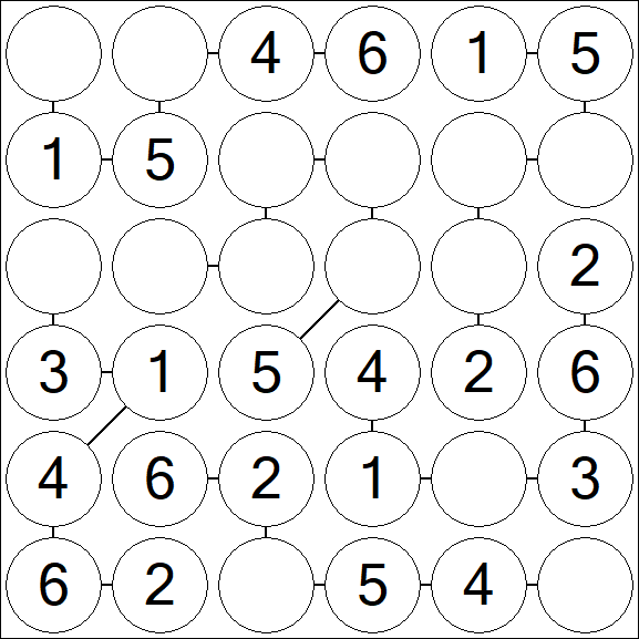 Chain Sudoku 6x6 - Easy