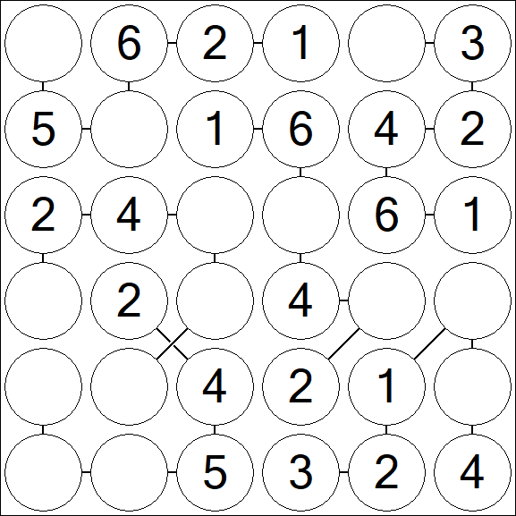 Chain Sudoku 6x6 - Easy