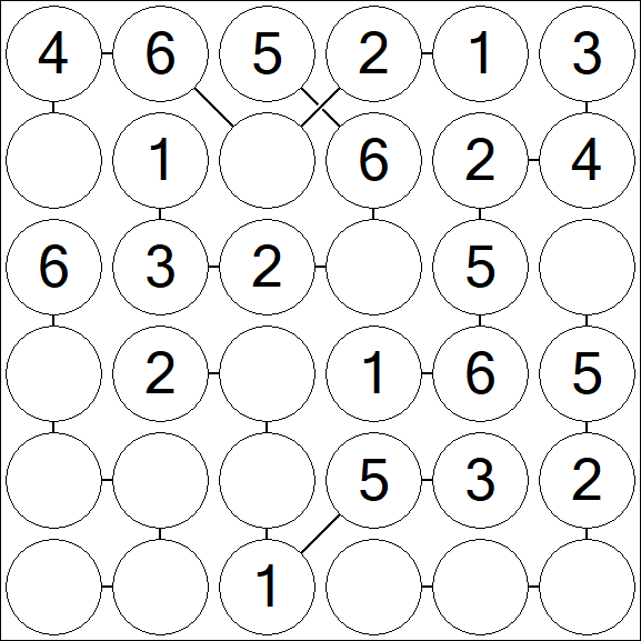Chain Sudoku 6x6 - Fácil