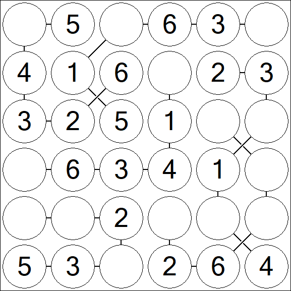 Chain Sudoku 6x6 - Fácil