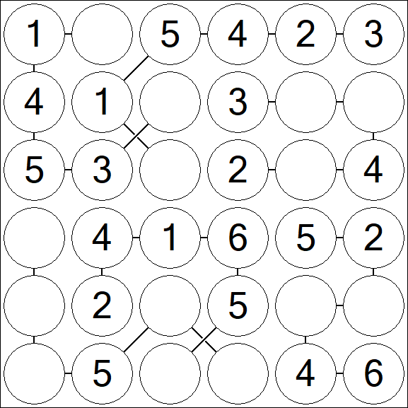 Chain Sudoku 6x6 - Easy