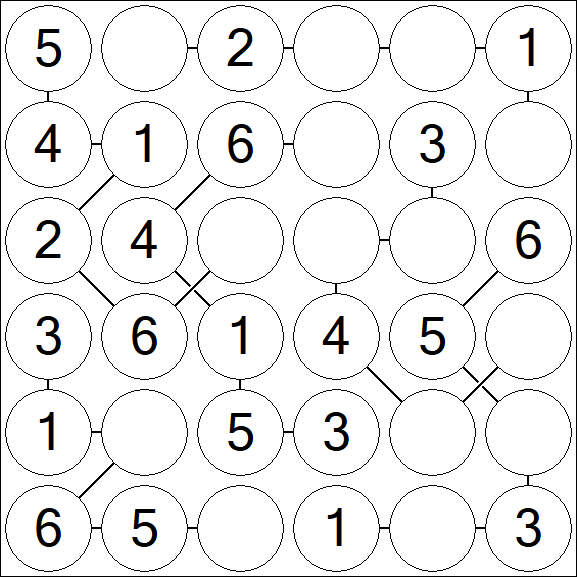 Chain Sudoku 6x6 - Fácil