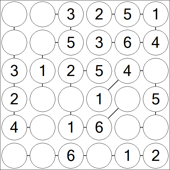 Chain Sudoku 6x6 - Fácil