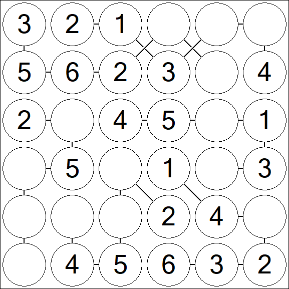 Chain Sudoku 6x6 - Easy