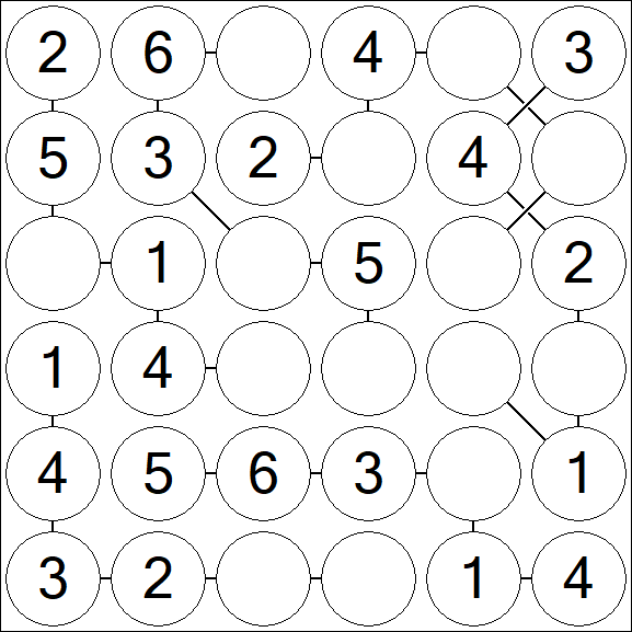 Chain Sudoku 6x6 - Easy