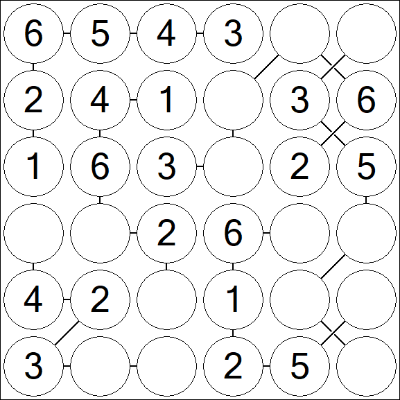 Chain Sudoku 6x6 - Easy