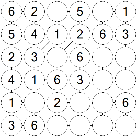 Chain Sudoku 6x6 - Fácil