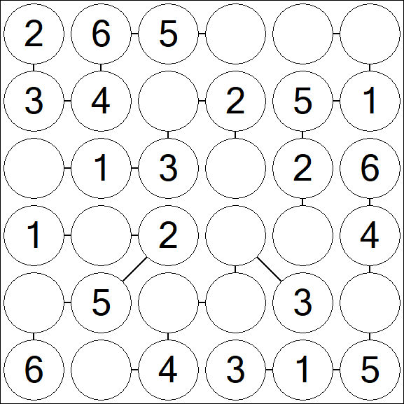 Chain Sudoku 6x6 - Fácil