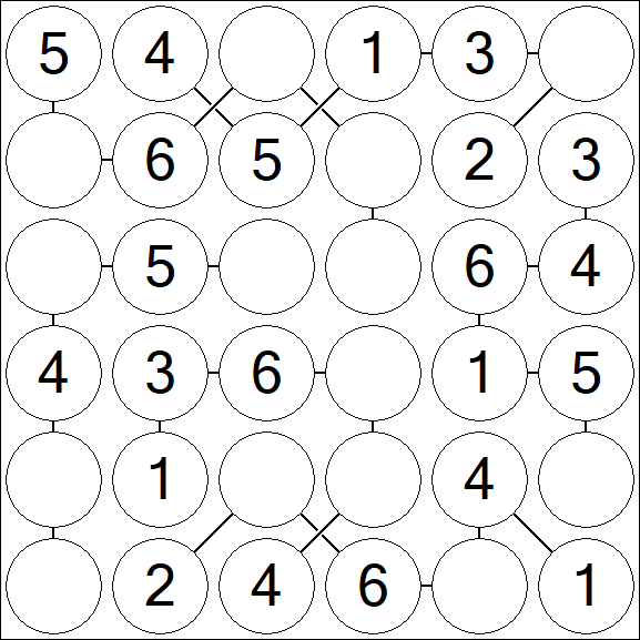 Chain Sudoku 6x6 - Fácil
