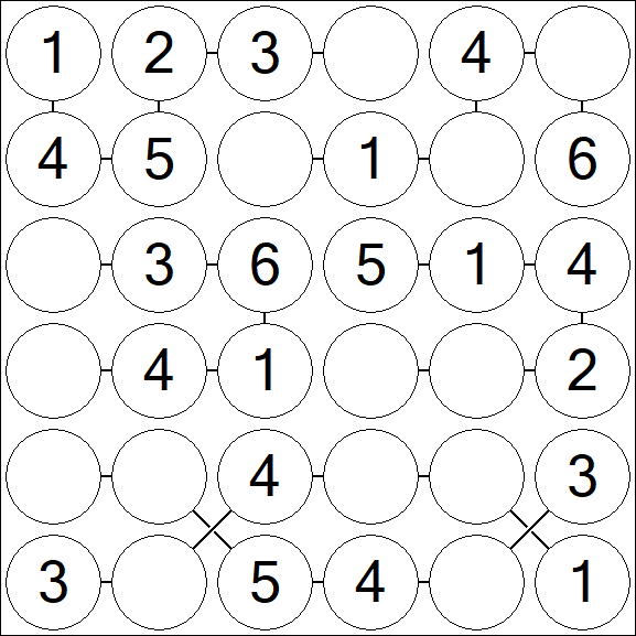 Chain Sudoku 6x6 - Fácil