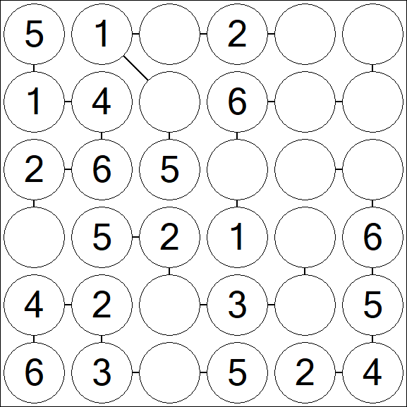 Chain Sudoku 6x6 - Fácil