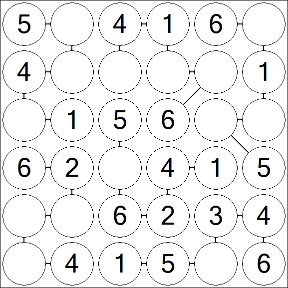 Chain Sudoku 6x6 - Fácil