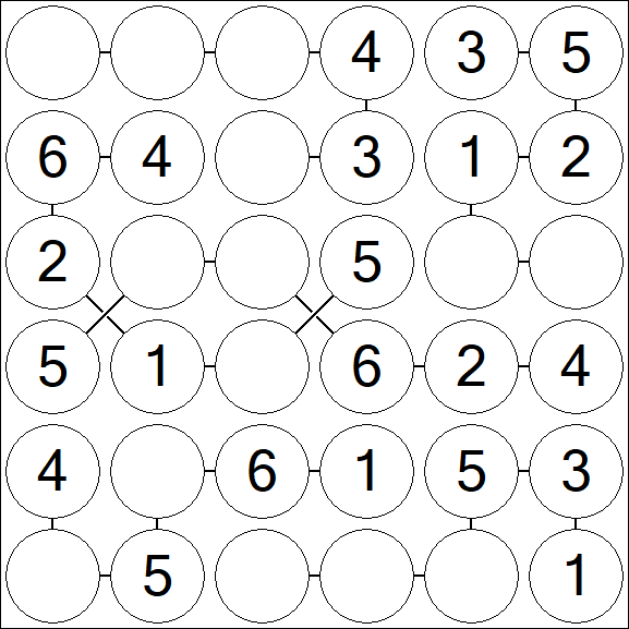 Chain Sudoku 6x6 - Fácil