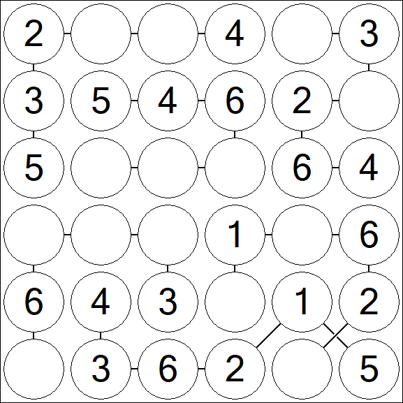 Chain Sudoku 6x6 - Fácil