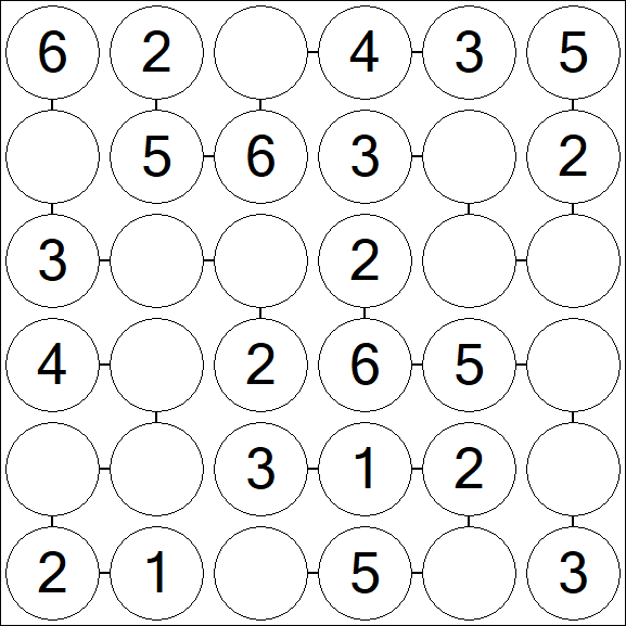 Chain Sudoku 6x6 - Fácil
