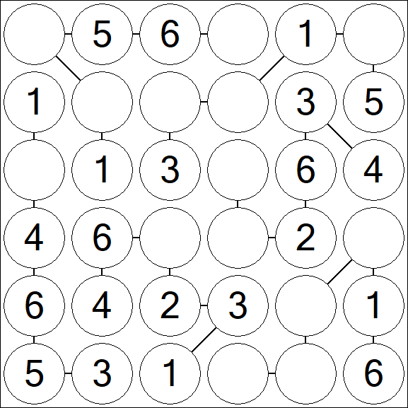 Chain Sudoku 6x6 - Simple