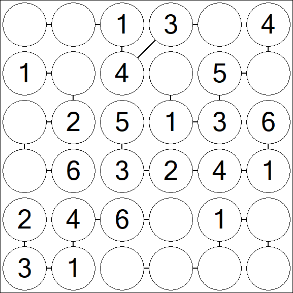 Chain Sudoku 6x6 - Fácil