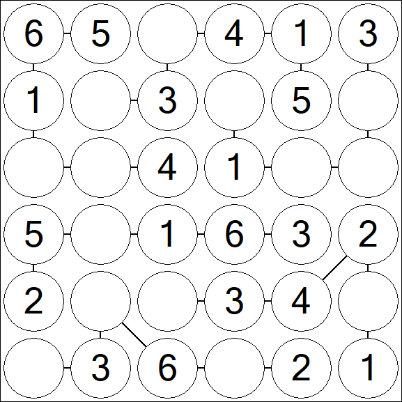 Chain Sudoku 6x6 - Fácil