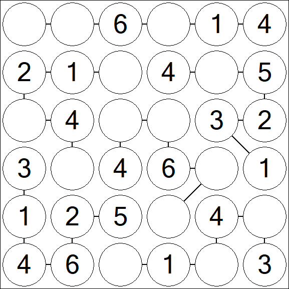 Chain Sudoku 6x6 - Fácil