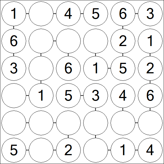 Chain Sudoku 6x6 - Fácil