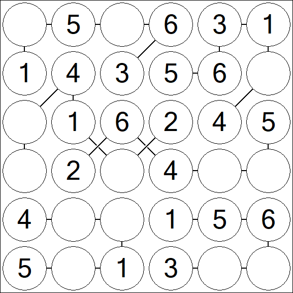Chain Sudoku 6x6 - Fácil