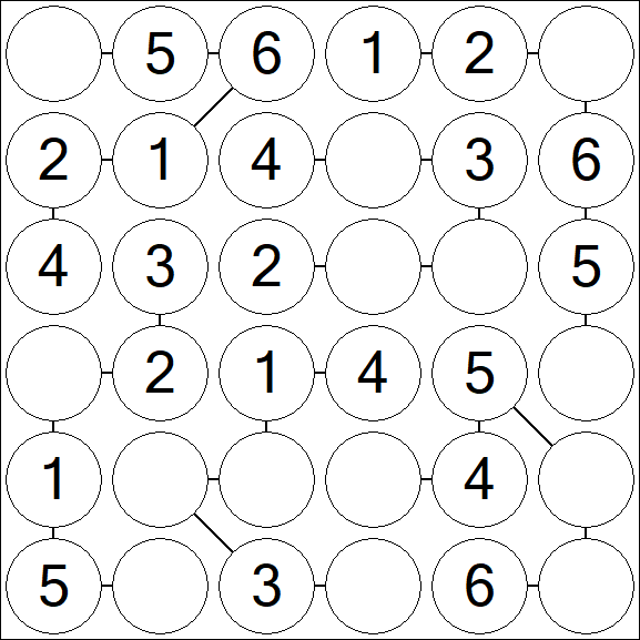 Chain Sudoku 6x6 - Fácil