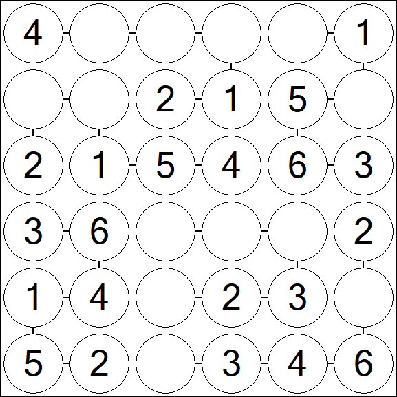 Chain Sudoku 6x6 - Fácil