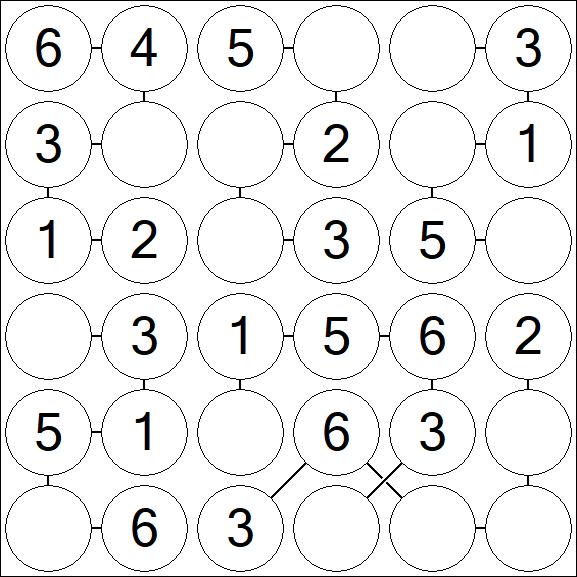 Chain Sudoku 6x6 - Fácil
