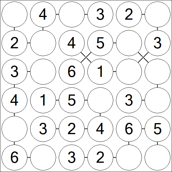 Chain Sudoku 6x6 - Fácil